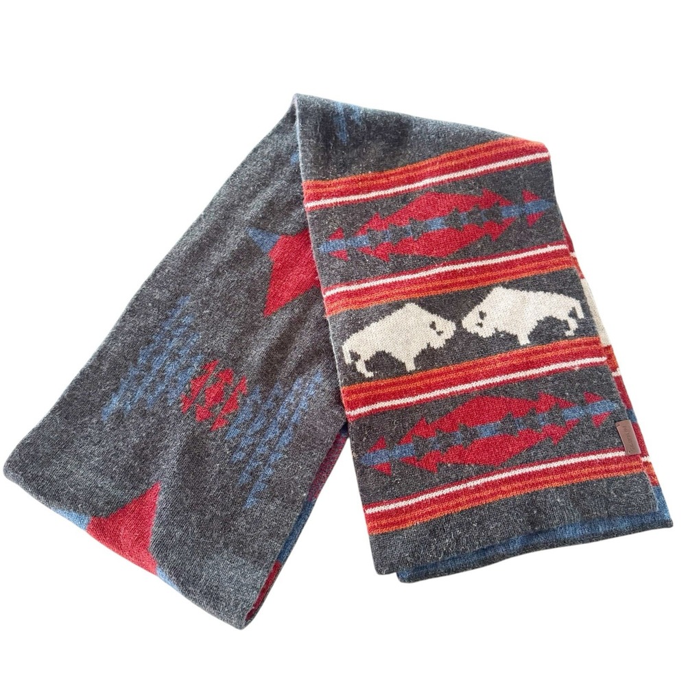 Pendleton Buffalo Bison Lambswool Scarf 10"x77" Southwest Cabincore